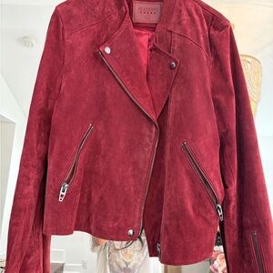 Blank NYC Red Suede Moto Jacket